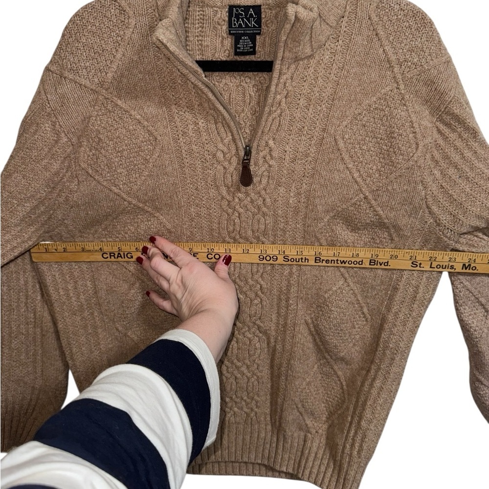 Jos A Bank Cable Knit Wool Quarter Zip Sweater XXL - Picture 6 of 8